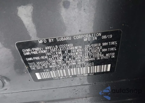 2020 Subaru Forester Sport from USA, damaged, VIN JF2SKAMC1LH415848